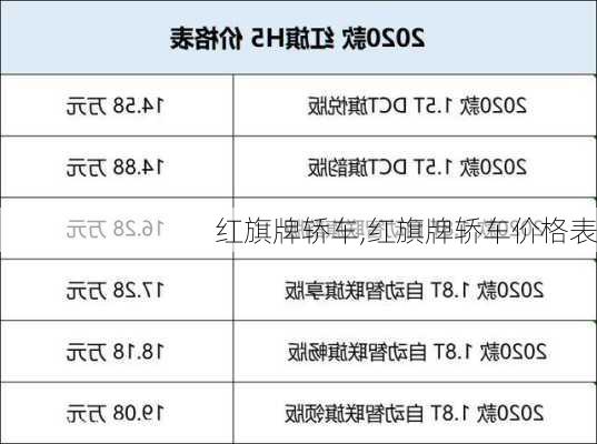 红旗牌轿车,红旗牌轿车价格表