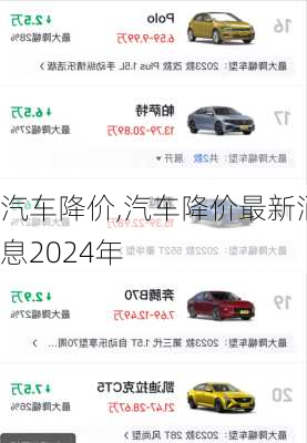 汽车降价,汽车降价最新消息2024年