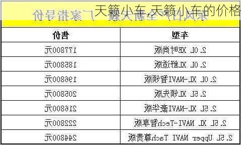 天籁小车,天籁小车的价格