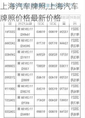 上海汽车牌照,上海汽车牌照价格最新价格