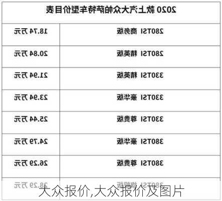 大众报价,大众报价及图片