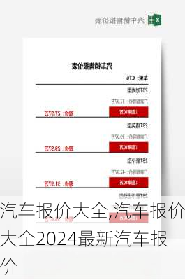 汽车报价大全,汽车报价大全2024最新汽车报价