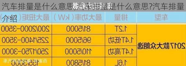 汽车排量是什么意思,汽车排量是什么意思?汽车排量介绍