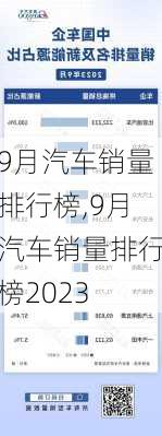 9月汽车销量排行榜,9月汽车销量排行榜2023