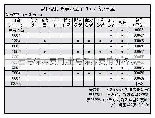 宝马保养费用,宝马保养费用价格表