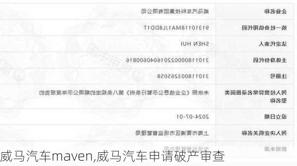 威马汽车maven,威马汽车申请破产审查