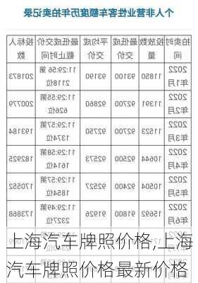 上海汽车牌照价格,上海汽车牌照价格最新价格