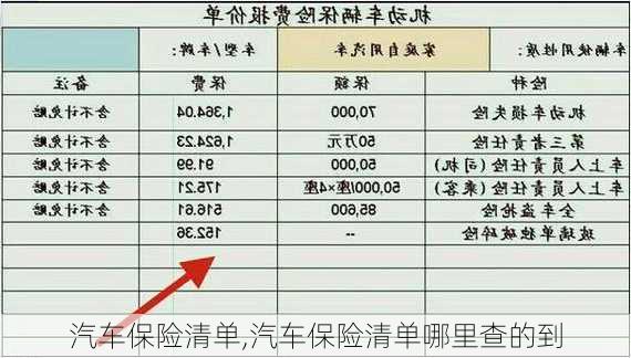 汽车保险清单,汽车保险清单哪里查的到