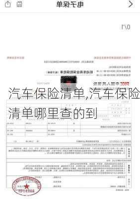 汽车保险清单,汽车保险清单哪里查的到